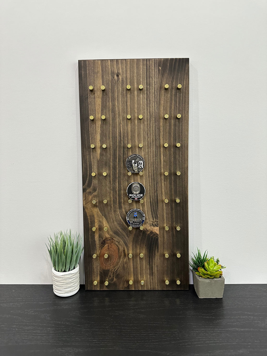 Wall Mount Vertical Challenge Coin Display | 12"x24" | 28 Challenge Coins