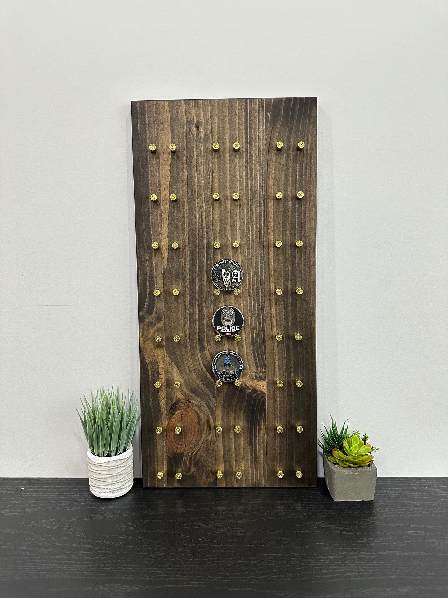 Wall Mount Vertical Challenge Coin Display | 12"x24" | 28 Challenge Coins