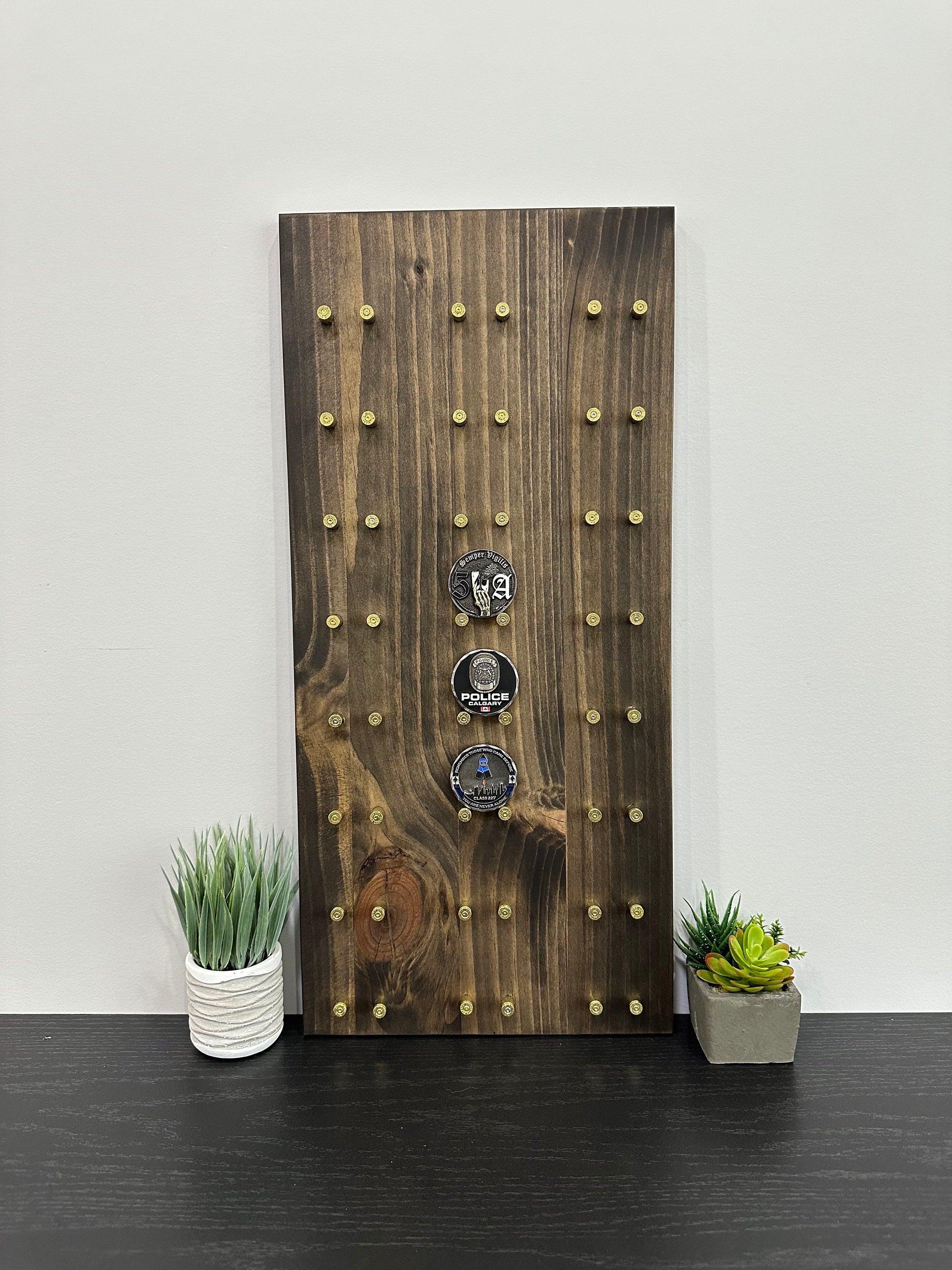 Wall Mount Vertical Challenge Coin Display | 12"x24" | 28 Challenge Coins