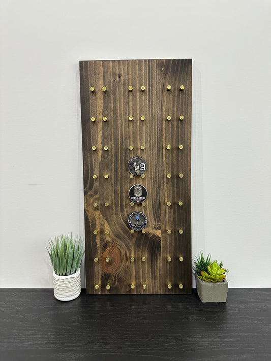 Wall Mount Vertical Challenge Coin Display | 12"x24" | 28 Challenge Coins