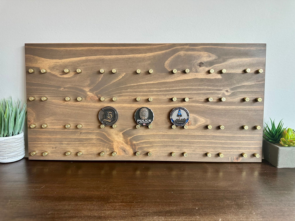 Wall Mount Horizontal Challenge Coin Display | 12"x24" | 28 Coins