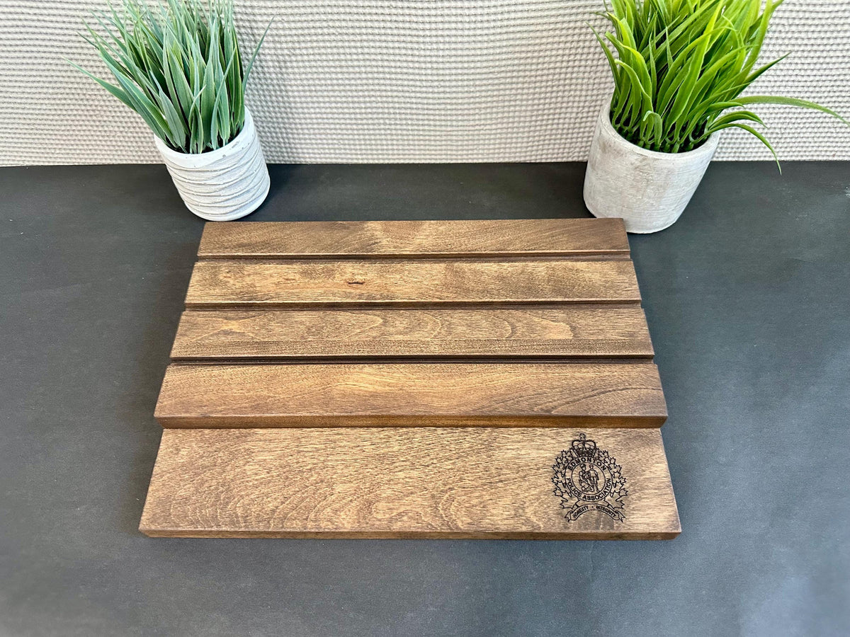 Rustic Wood Challenge Coin Display: Police Gift, Thin Blue Line