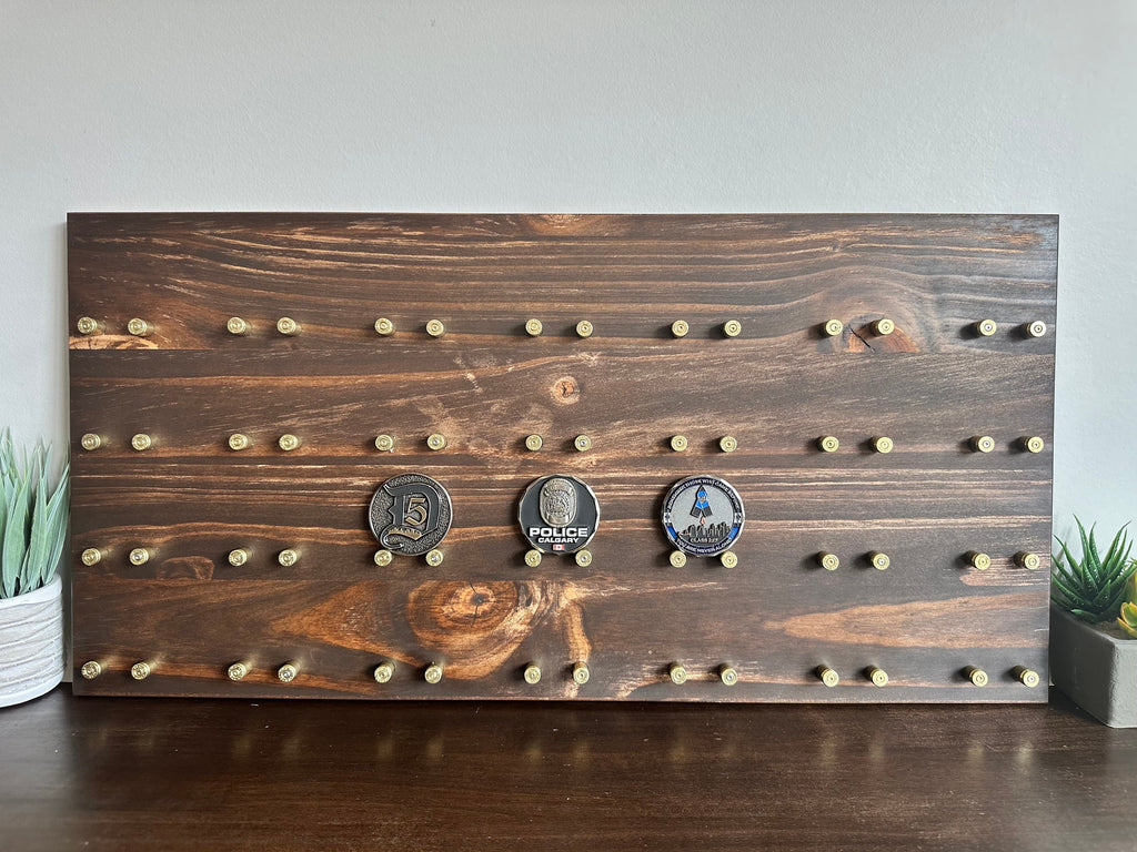 Wall Mount Horizontal Challenge Coin Display | 12"x24" | 28 Coins