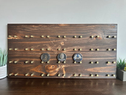 Wall Mount Horizontal Challenge Coin Display | 12"x24" | 28 Coins