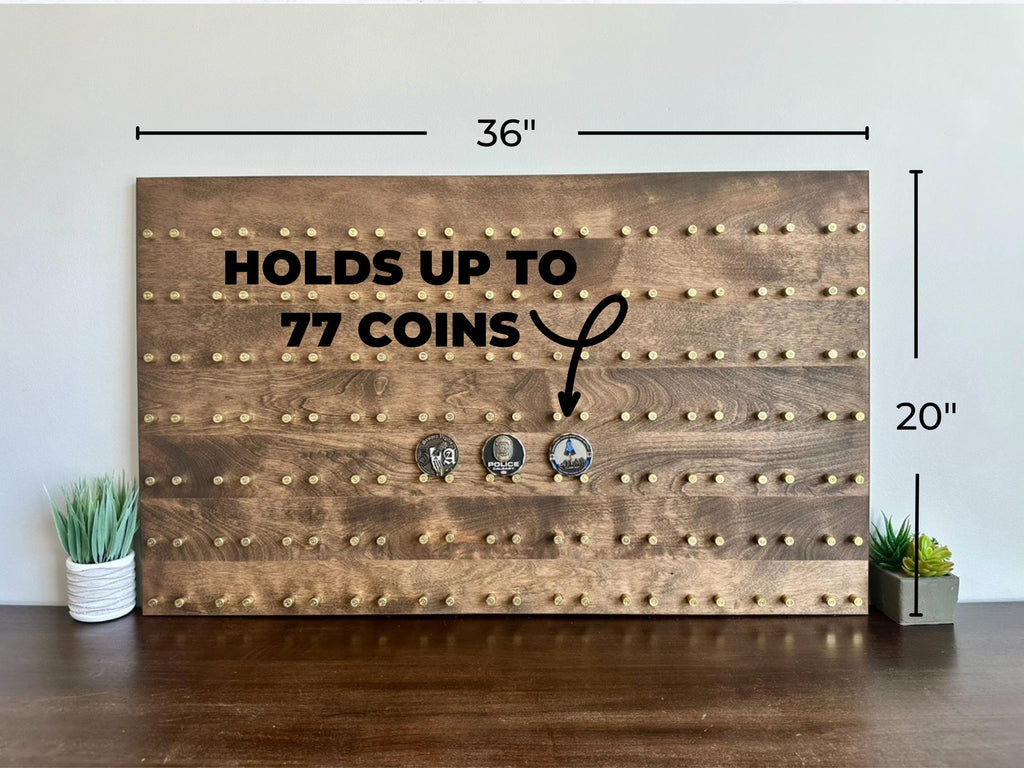 Premium High-Capacity Challenge Coin Display | 20"x36" | 77 Coins