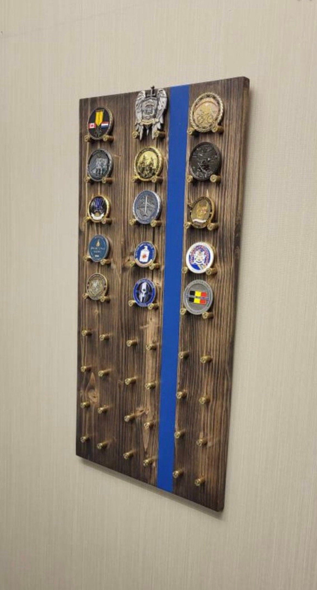 Wall Mount Vertical Challenge Coin Display | 12"x24" | 28 Challenge Coins