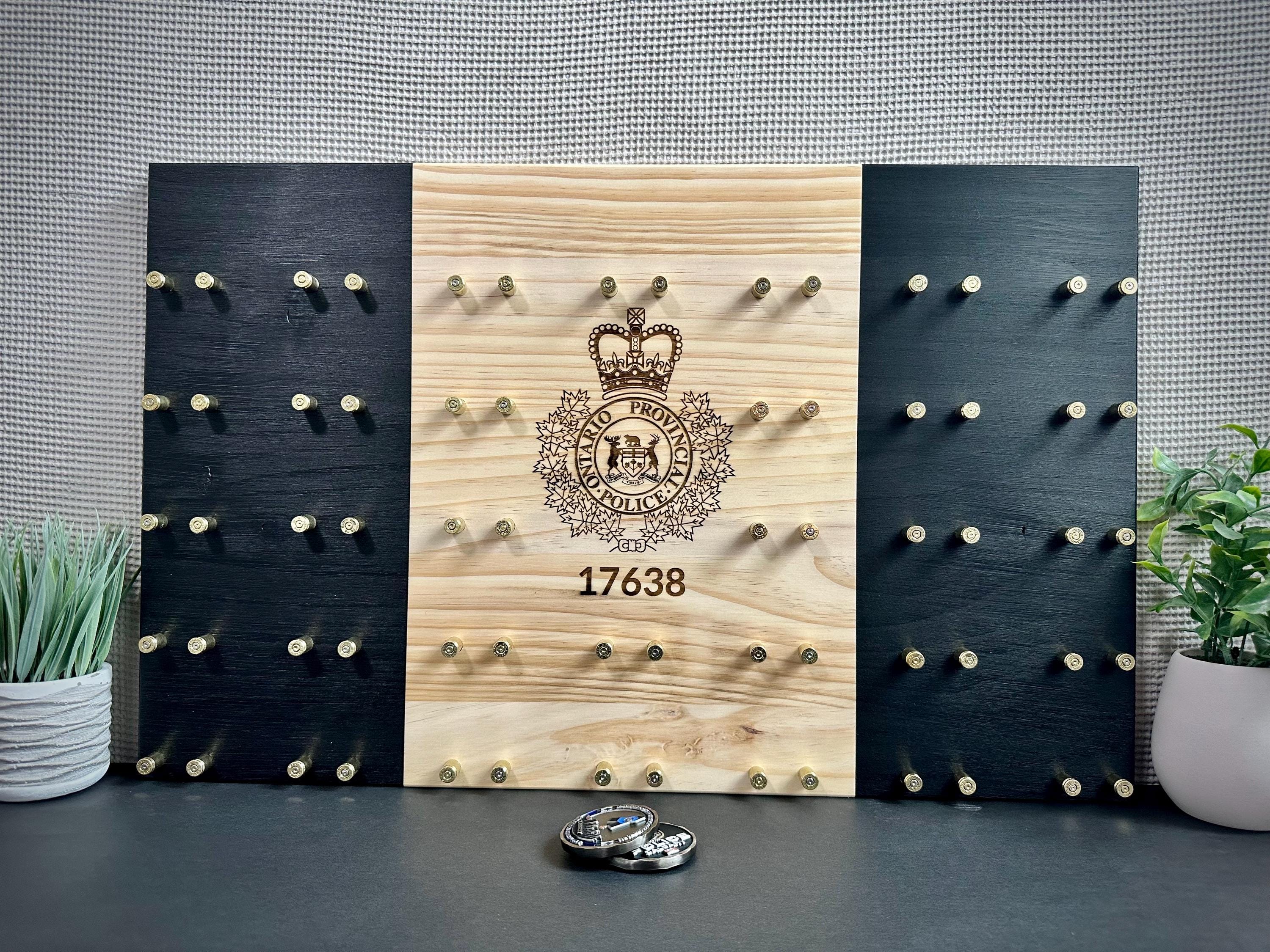 Personalized Police Challenge Coin Display: Engraved Agency Crest, Handmade
