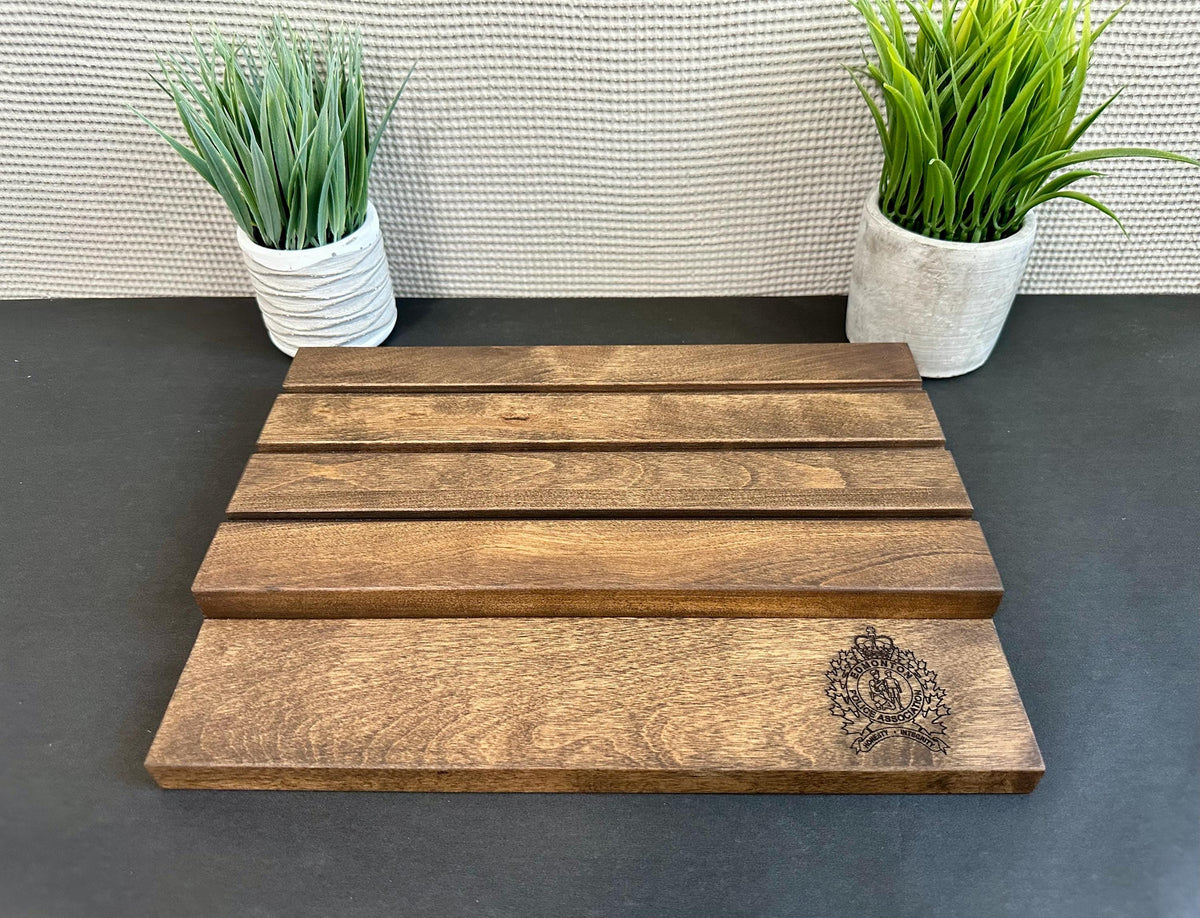 Rustic Wood Challenge Coin Display: Police Gift, Thin Blue Line