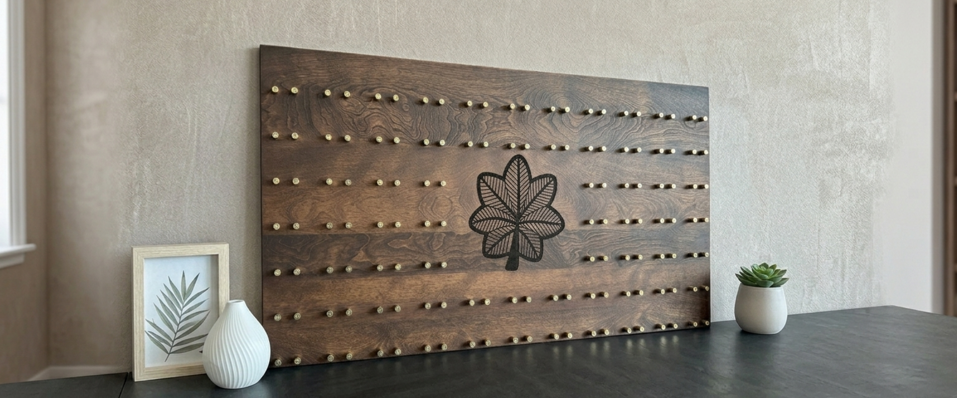Custom Wooden Challenge Coin With Brass Cassings and a United States Air Forces Rank Logo