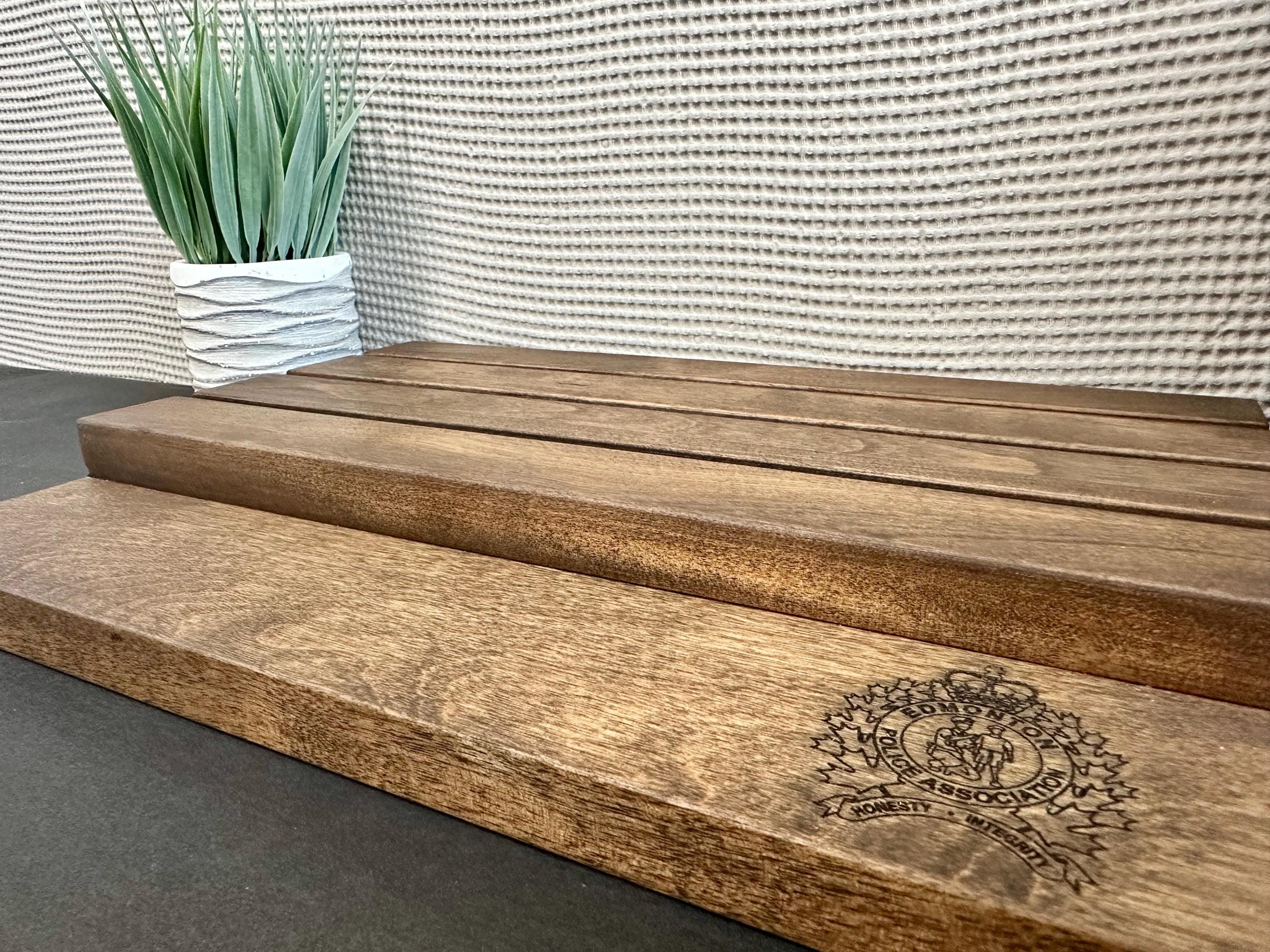 Rustic Wood Challenge Coin Display: Police Gift, Thin Blue Line