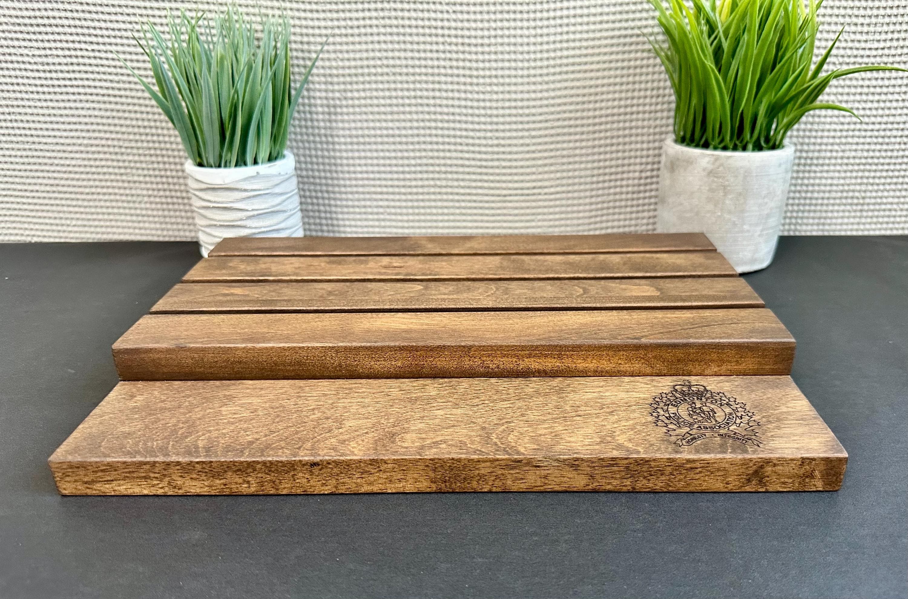 Rustic Wood Challenge Coin Display: Police Gift, Thin Blue Line